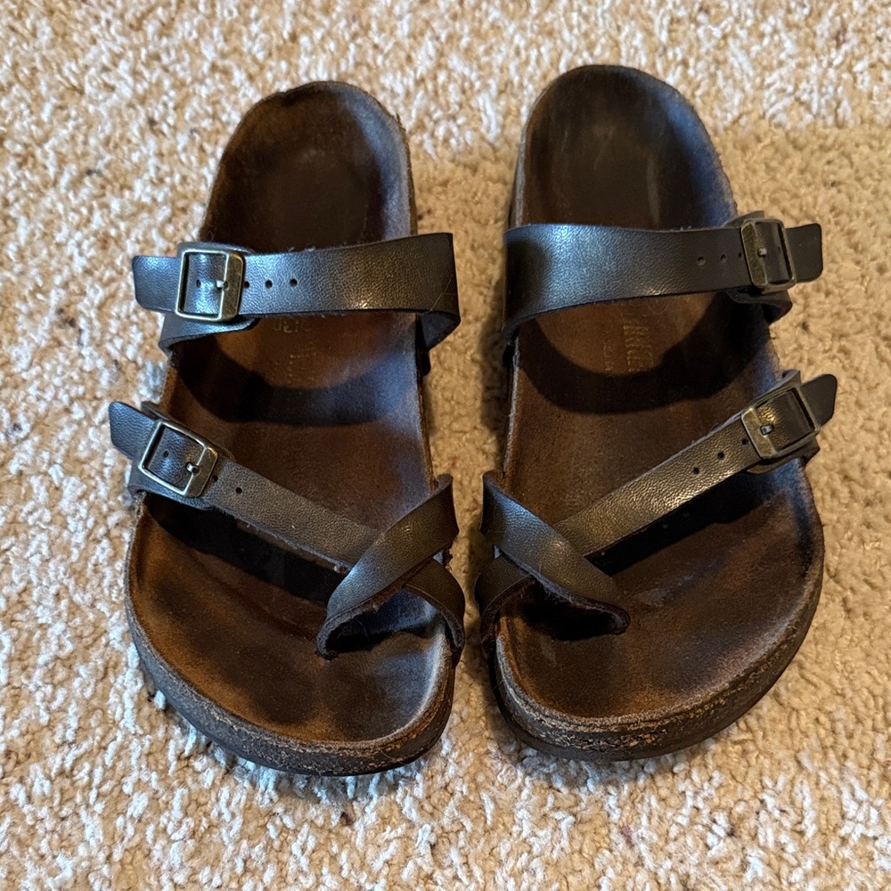 Birkenstock Black Two-Strap Toe Loop Sandals